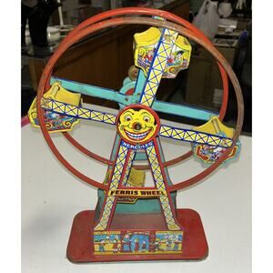 1930's Vintage J Chein Co Tin Wind-Up Ferris Wheel Hercules Mechanical Litho USA